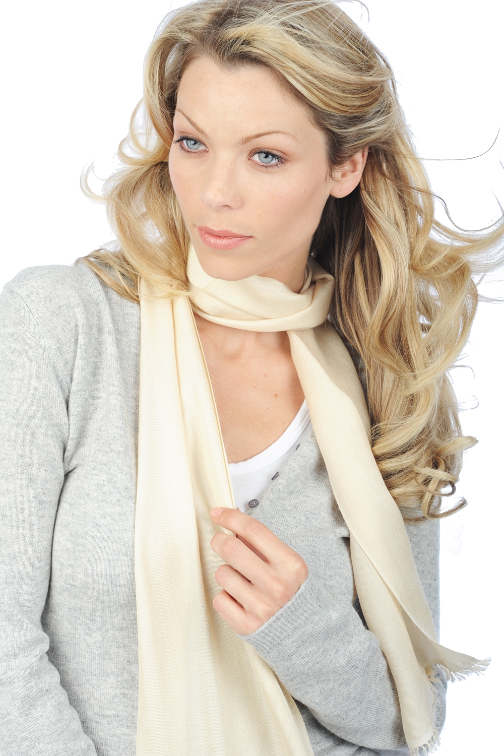 Cashmere & Silk accessories shawls scarva champagne 170x25cm
